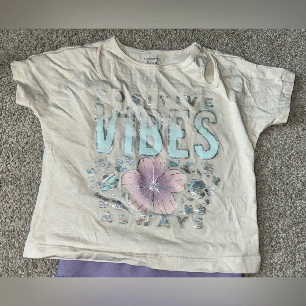 Carter’s Positive Vibes T-Shirt and Purple Skirt Set